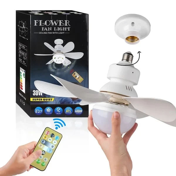 Ventilador de techo brillante y fresco con luz y control remoto