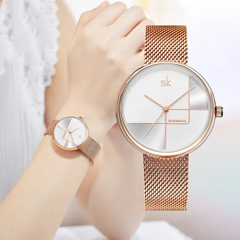 Reloj de cuarzo geométrico simple de moda para mujer