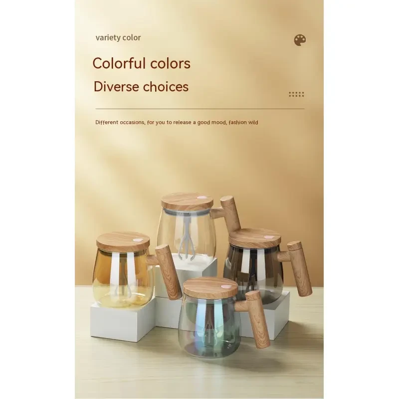 Taza de café con agitación automática de 400 ml, taza de café de vidrio mezcladora eléctrica, taza de café automática rápida de alta velocidad