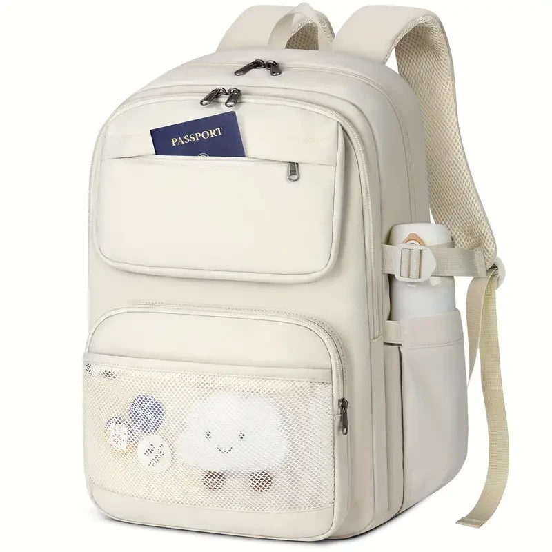 Mochila para portátil NUBILY de poliéster estilo preppy, ligera, resistente al agua, ideal para negocios, trabajo, universidad, viajes, compatible con portátiles de 15,6 pulgadas.