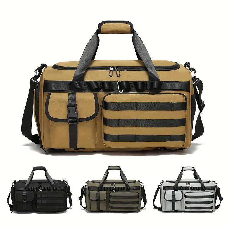 Bolsa de gimnasio multifuncional de nailon, estilo deportivo, bolso de viaje con múltiples bolsillos, bolsa de lona para exteriores.