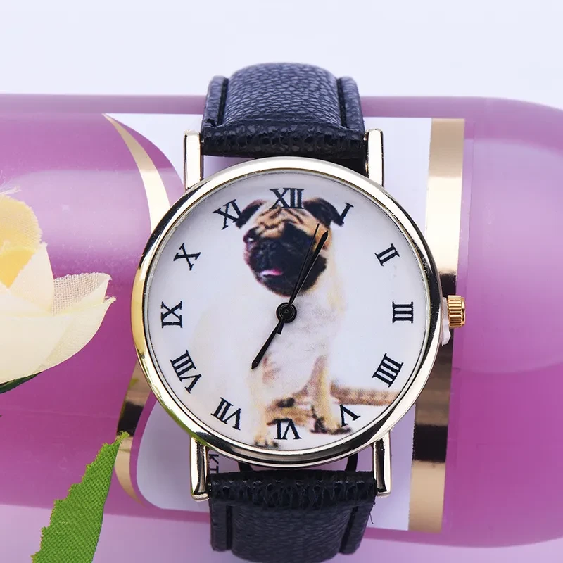 Reloj de cuarzo con diseño de cachorro encantador y moderno