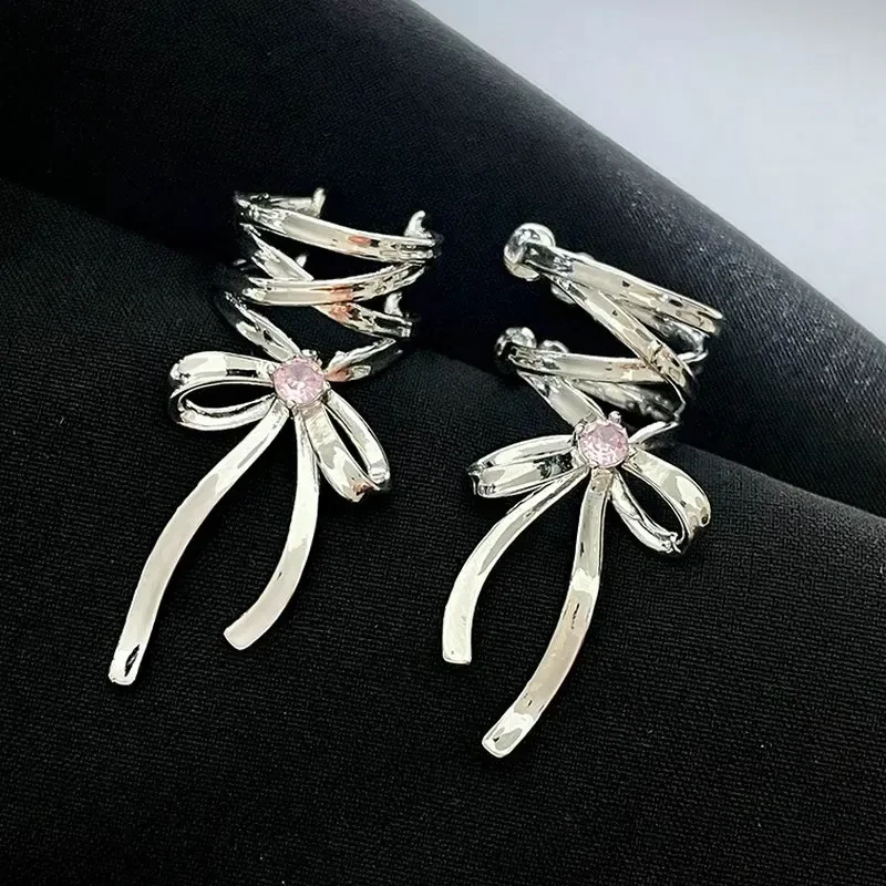 Pendientes de clip con lazo y lazo estilo ballet para mujer, joyería de moda, sin perforaciones.
