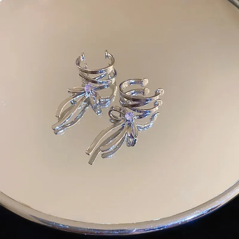 Pendientes de clip con lazo y lazo estilo ballet para mujer, joyería de moda, sin perforaciones.