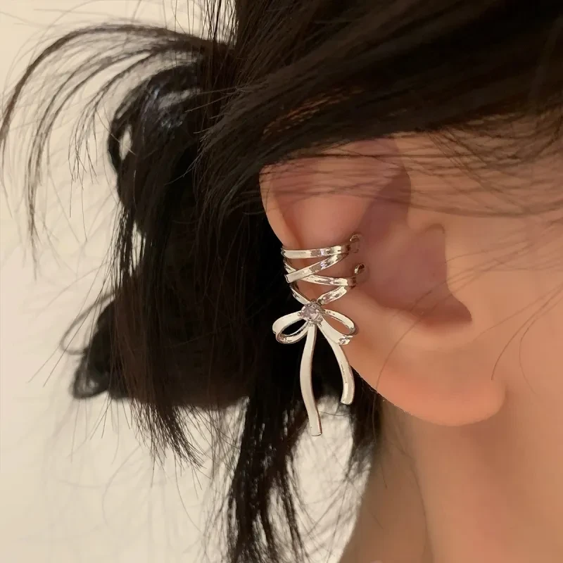 Pendientes de clip con lazo y lazo estilo ballet para mujer, joyería de moda, sin perforaciones.