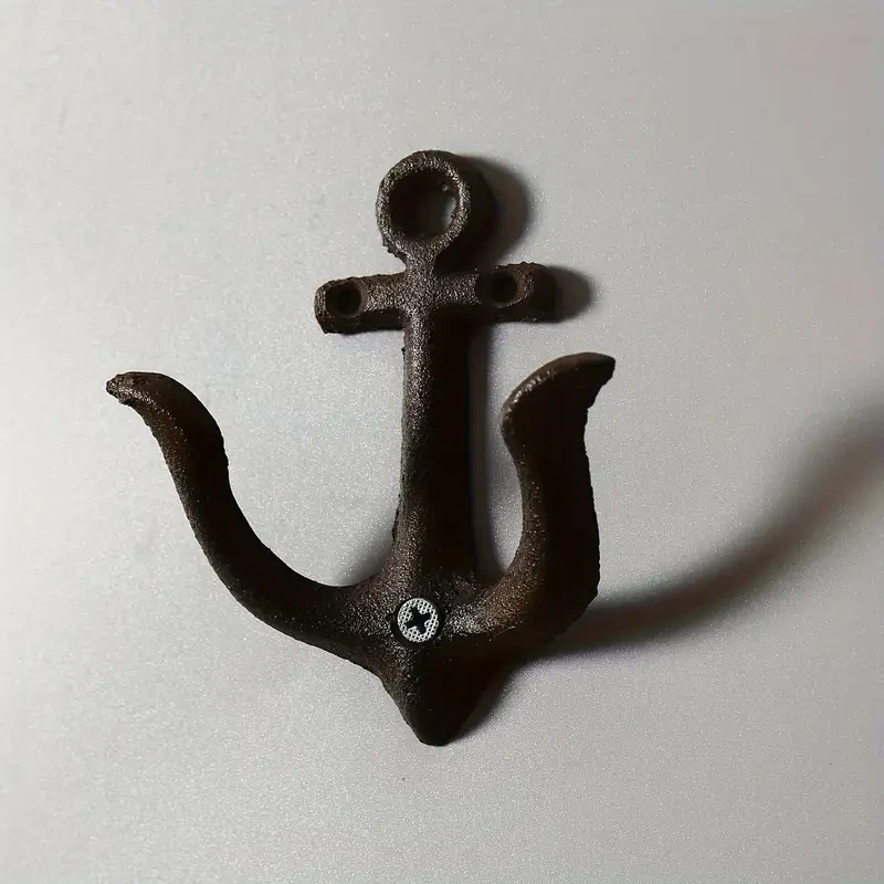 Ganchos de pared vintage de hierro fundido rústico con diseño de ancla náutica