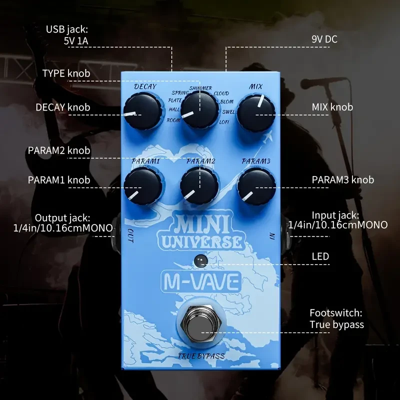 Pedal de efectos digital para guitarra eléctrica, modelado digital, reverberación y Eid al-Adha Mubarak