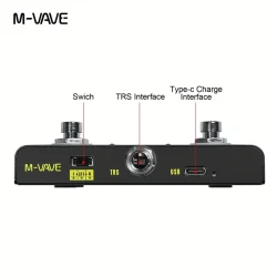 Pedal de volteo de cubos M-VAVE, inalámbrico, recargable, compatible con conexión Looper, compatible con teléfonos inteligentes y tabletas Android e iOS.