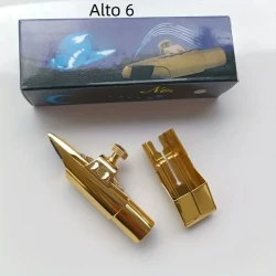 Boquilla profesional para saxofón alto n.° 6, cobre chapado en oro, accesorio metálico de primera calidad para saxofón.