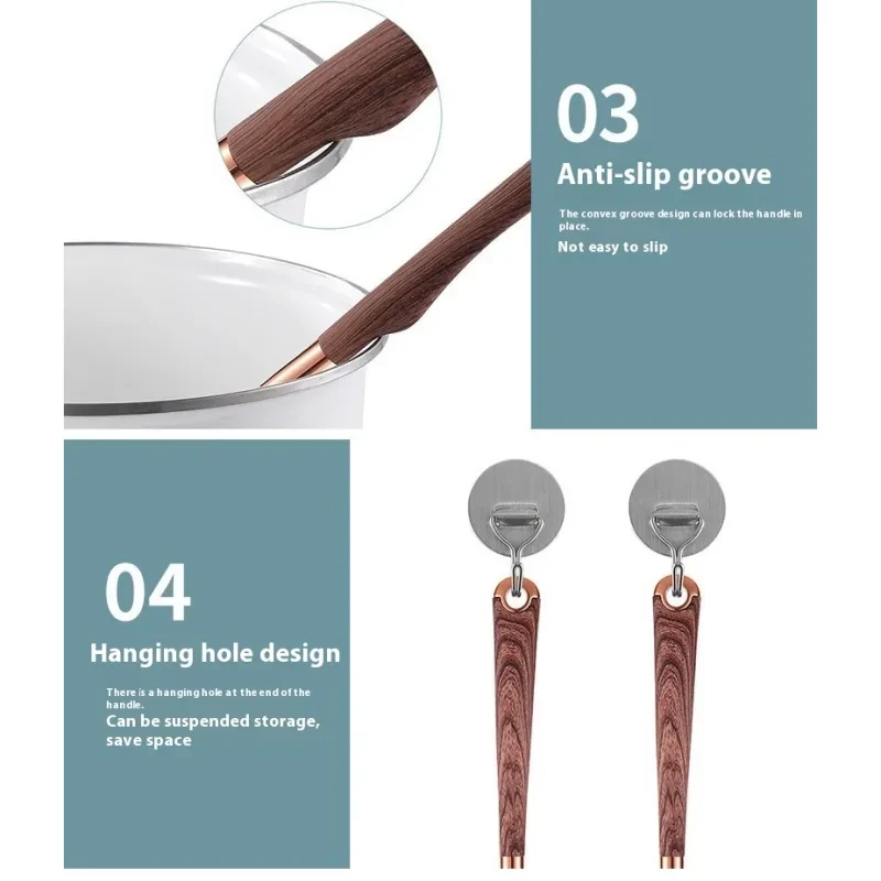 Juego de utensilios de cocina de silicona de 11 piezas con mango de madera chapado en oro y antiadherente