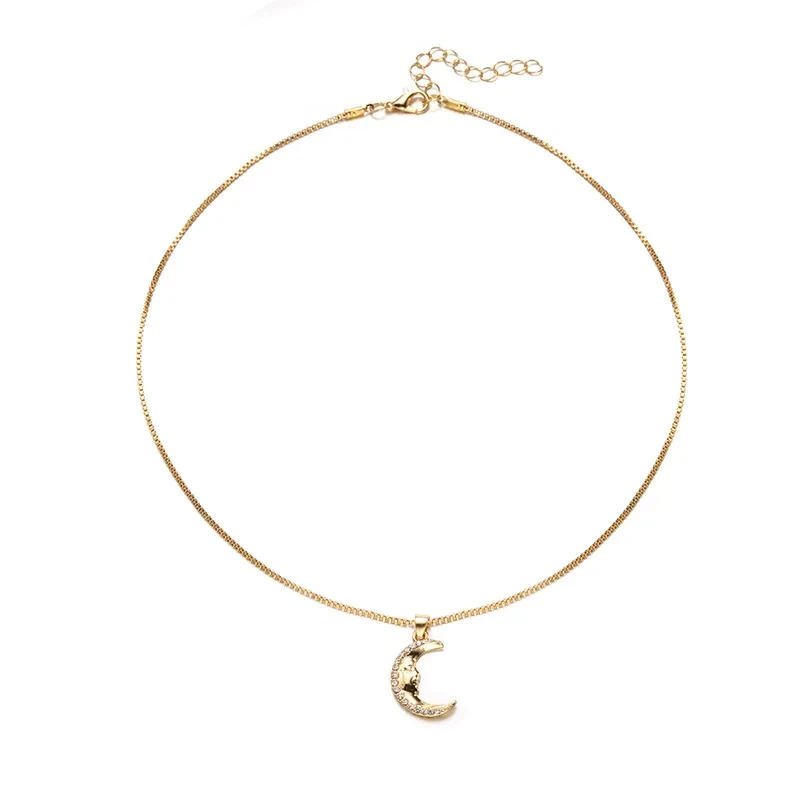Collar de luna de diamantes de moda, aleación simple para mujer