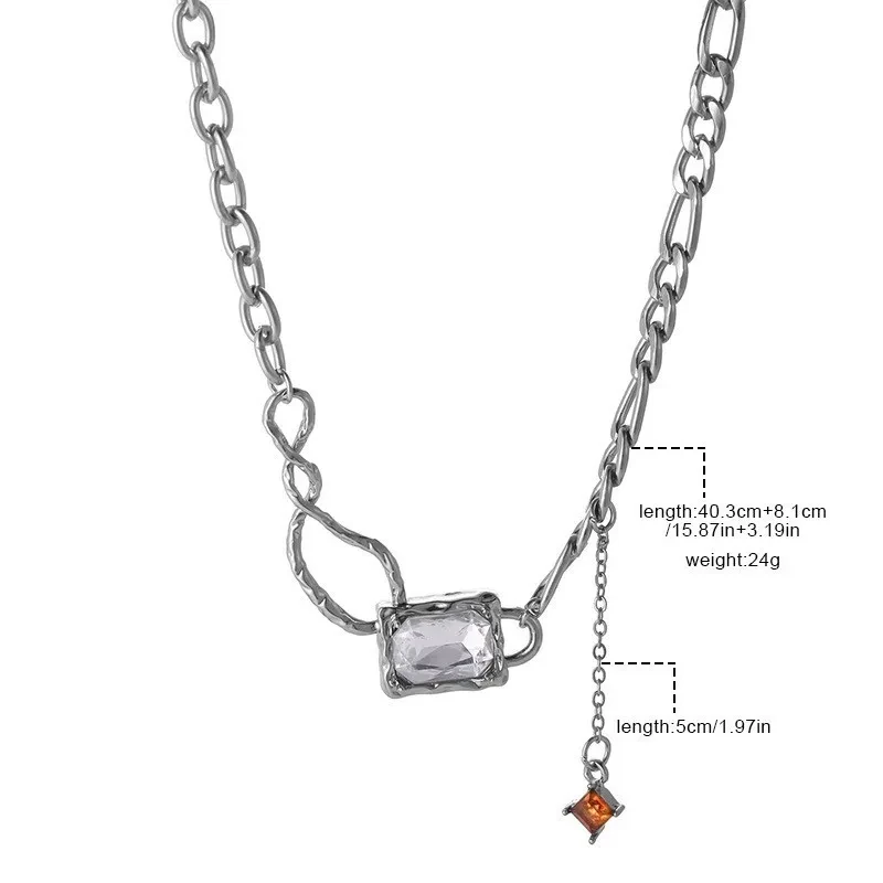 Collar elegante con circonitas - Elegante colgante de circonita cúbica con dije colgante