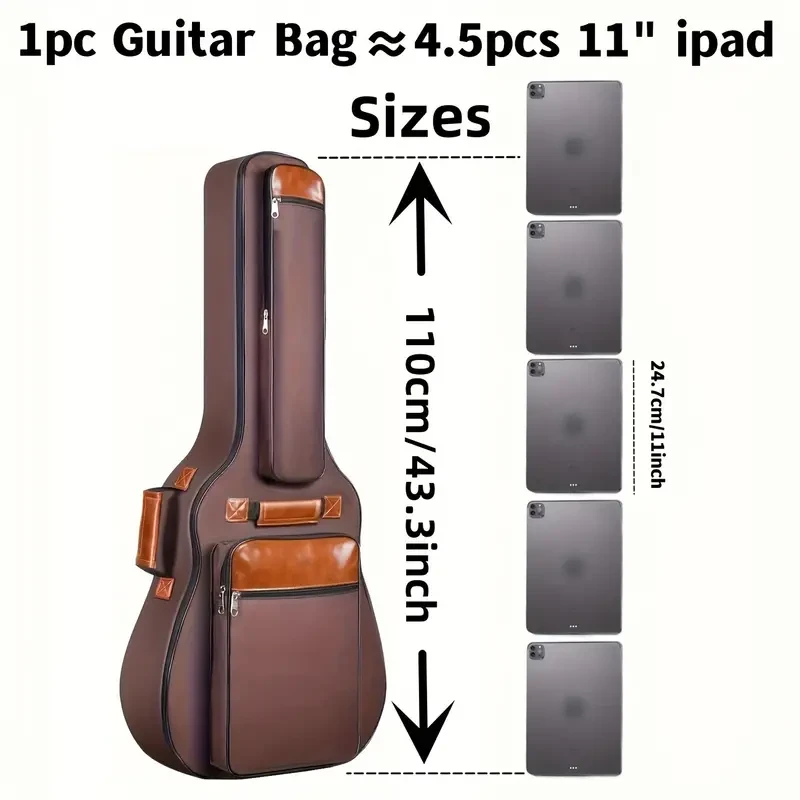 Bolsa de guitarra de 104,14 cm, mochila de viaje para bajo, bolso de hombro acolchado, estuche de viaje, bolsa para guitarra acústica, práctica bolsa de almacenamiento para bajo, color negro