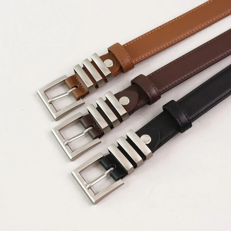 Cinturón de piel de vacuno de primera capa para mujer