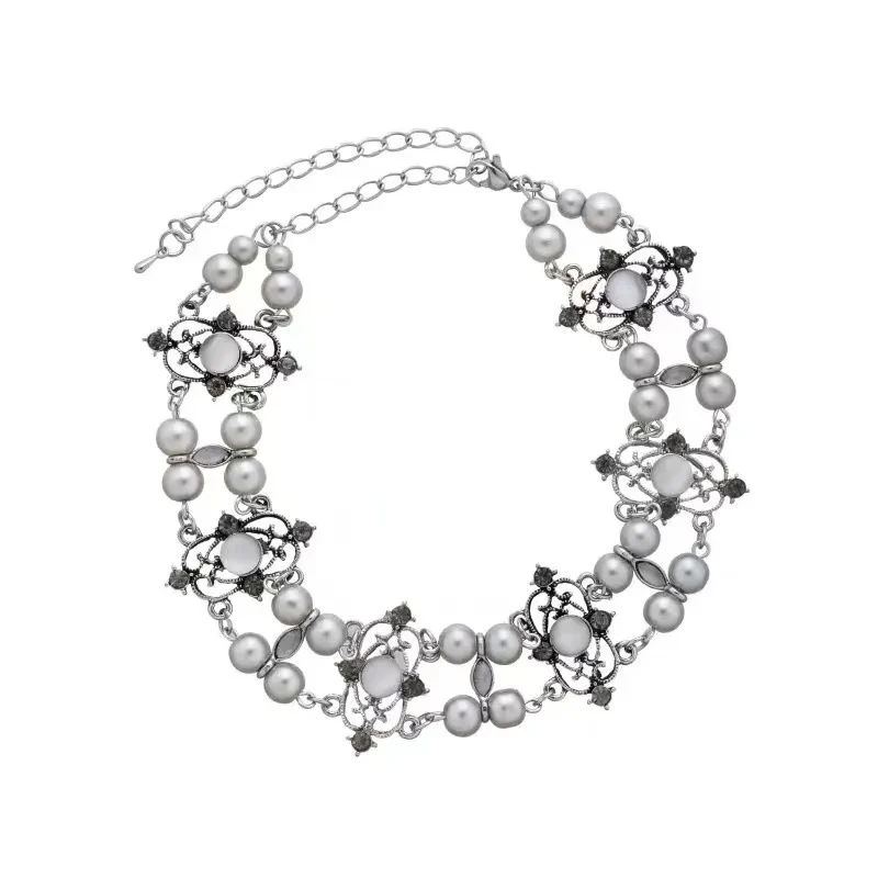 Elegante gargantilla de perlas y cristales - Collar de lujo con luz de nicho