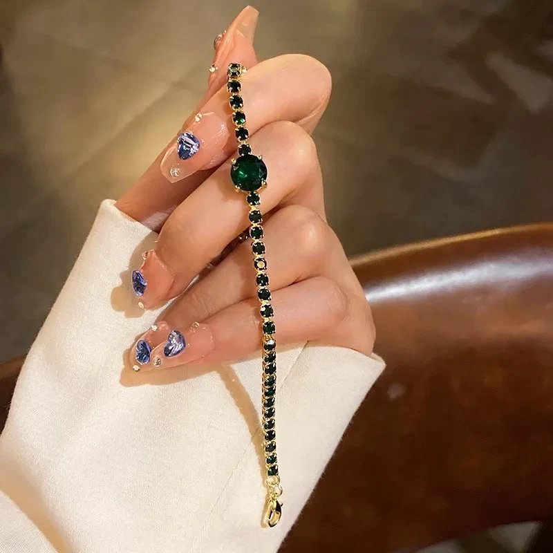 Pulsera cuadrada geométrica de circón: corazón elegante, lujo ligero, moda de Corea del Sur