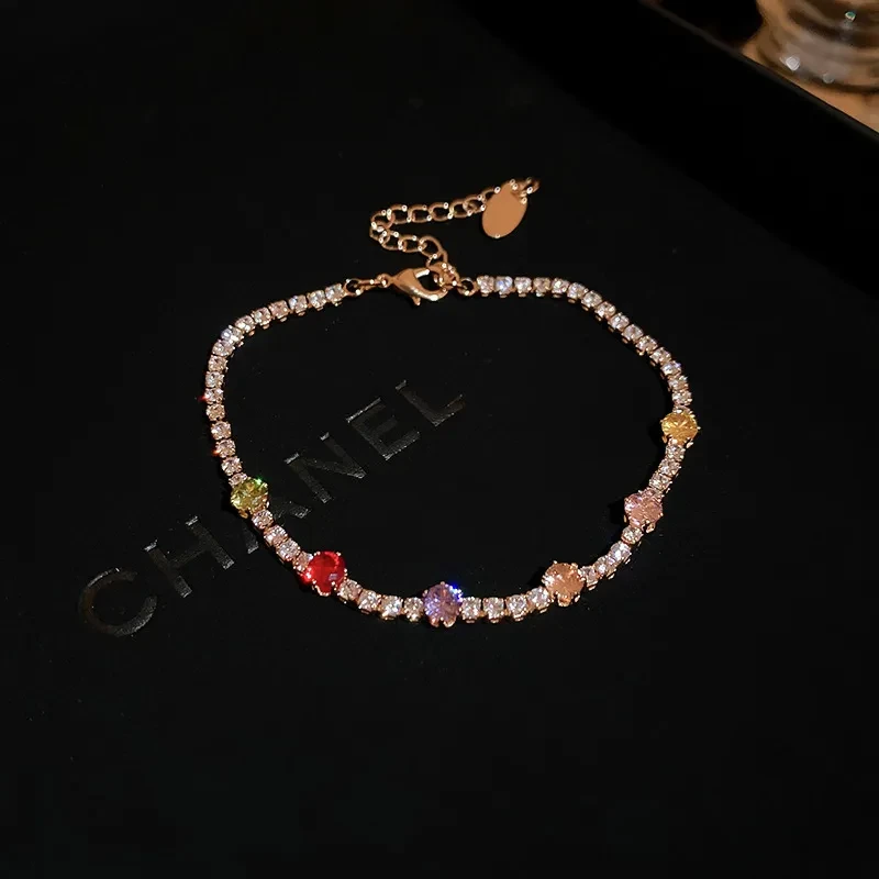 Pulsera de tenis de cristal multicolor: joyería elegante y brillante