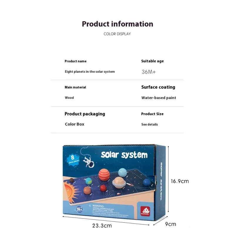 Juguete educativo 3D con el sistema solar y los ocho planetas para niños