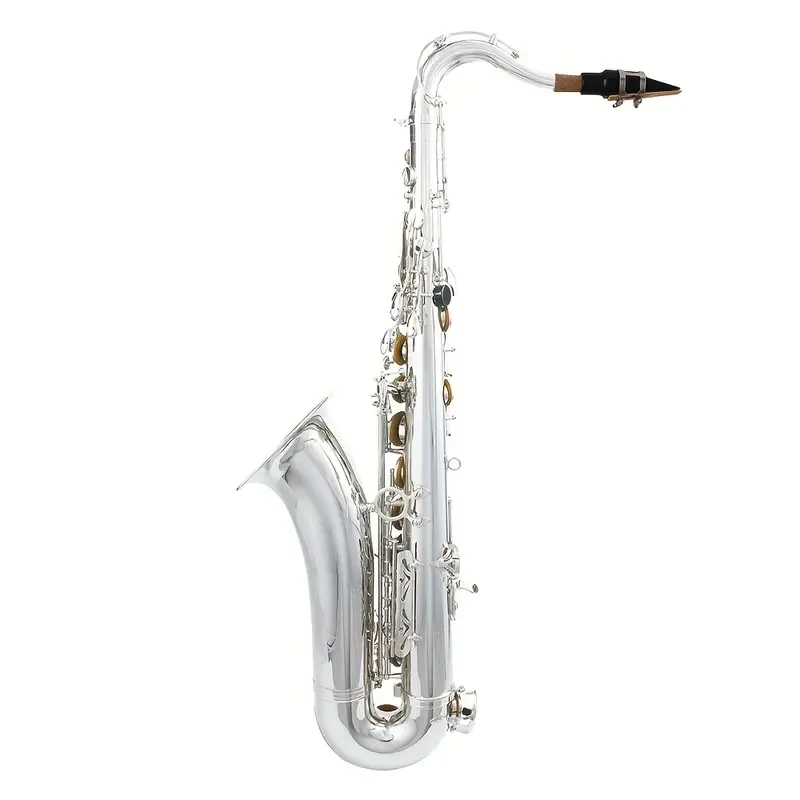 Saxofón tenor LADE para profesionales: elegante cuerpo de latón, llaves de carcasa blanca pulidas y grabadas: mejore su interpretación.