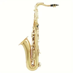 Saxofón tenor LADE para profesionales: elegante cuerpo de latón, llaves de carcasa blanca pulidas y grabadas: mejore su interpretación.