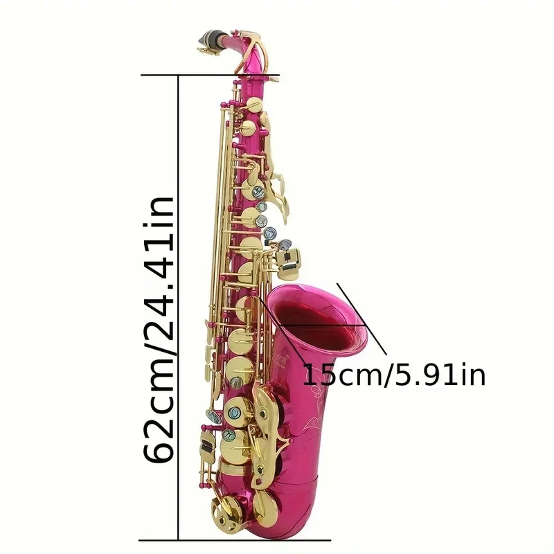Saxofón alto clásico Slade en mi bemol con cuerpo de latón y llaves de abulón grabadas. Incluye estuche protector. Estuche para saxofón. Accesorios para saxofón alto.