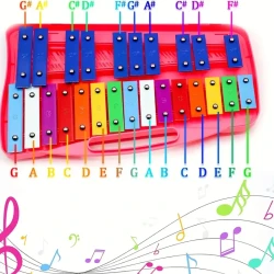 Xilófono Eavnbaek de 25 notas: Glockenspiel de amplio rango para un sonido rico, instrumento de percusión profesional con estuche rígido resistente y baquetas blandas, ideal para estudiantes principiantes, enseñanza musical y regalos únicos.