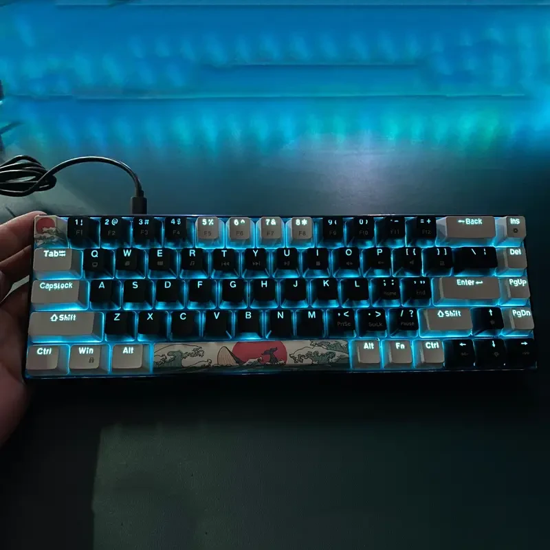 Teclado mecánico para juegos, compacto, retroiluminado con LED azul hielo