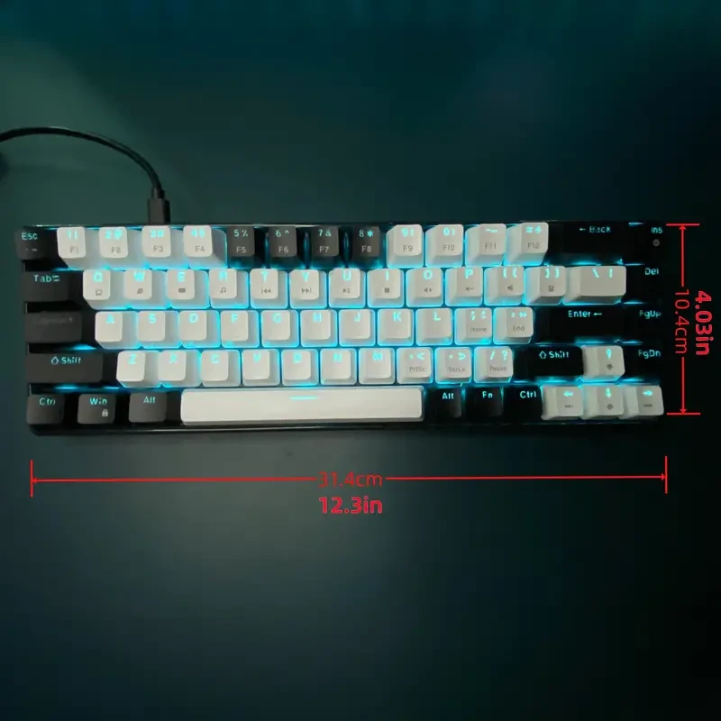 Teclado mecánico para juegos, compacto, retroiluminado con LED azul hielo
