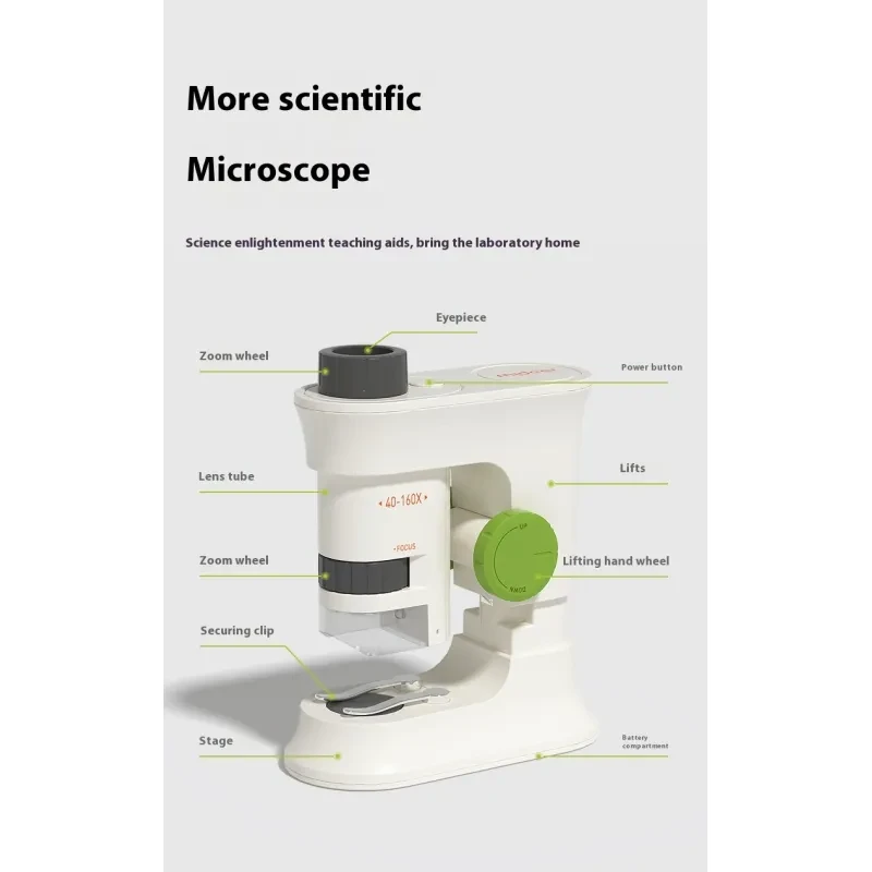 Microscopio portátil de mano para experimentos científicos para niños de alta definición