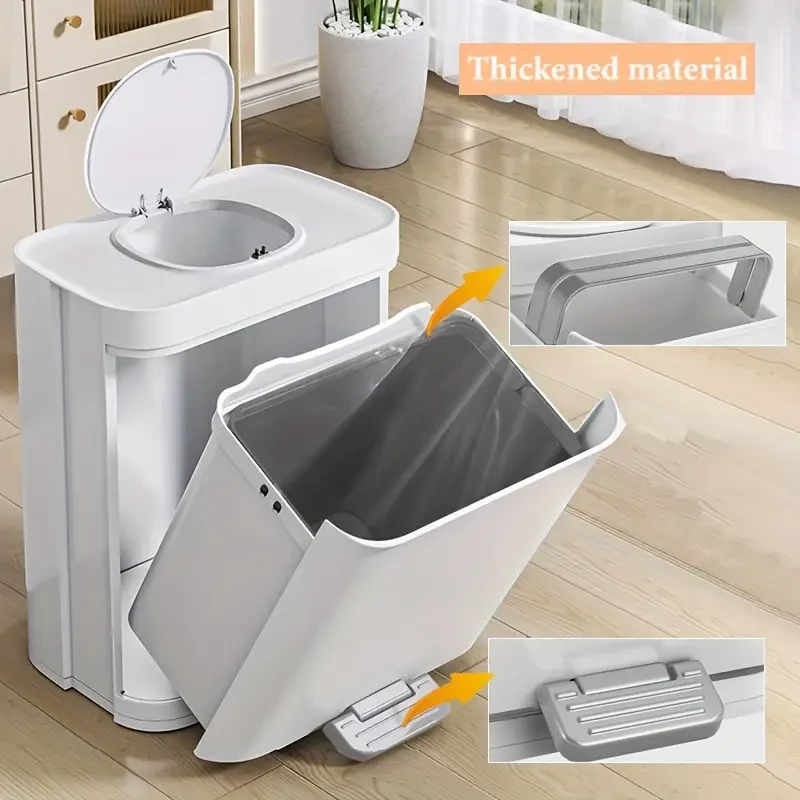 Basurero con pedal - 8,8 l/2,3 galones, compacto, con tapa de seguridad