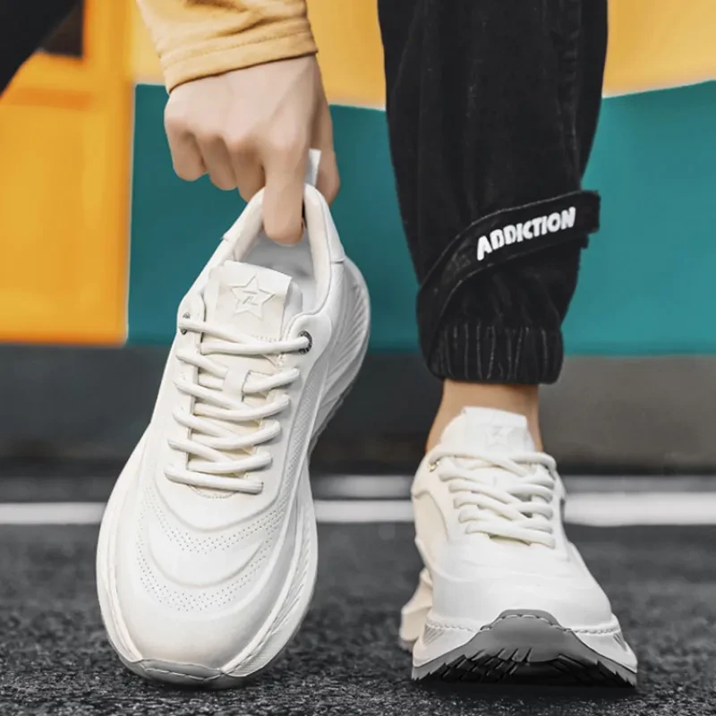 Zapatillas deportivas de suela gruesa para hombre, informales, transpirables, con cordones, para papá, para niño