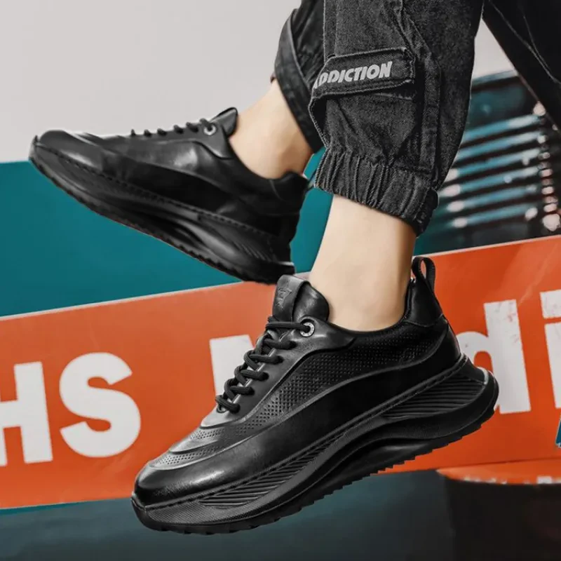 Zapatillas deportivas de suela gruesa para hombre, informales, transpirables, con cordones, para papá, para niño