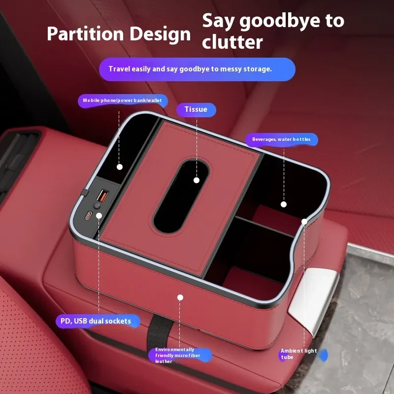 Caja de almacenamiento multifuncional para reposabrazos de coche