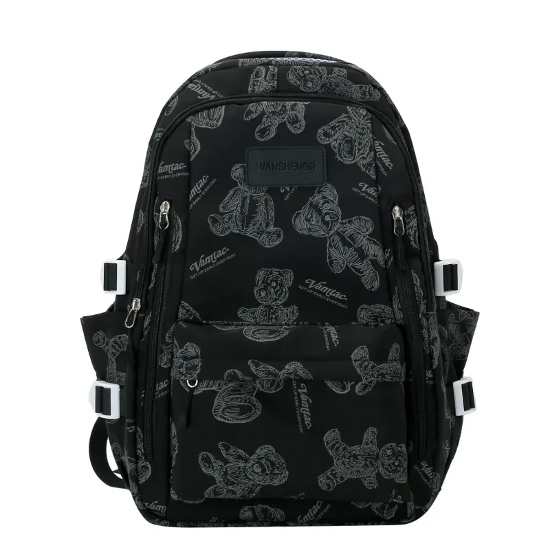 Mochila con estampado de osos, moderna, versátil, de gran capacidad, para mujer