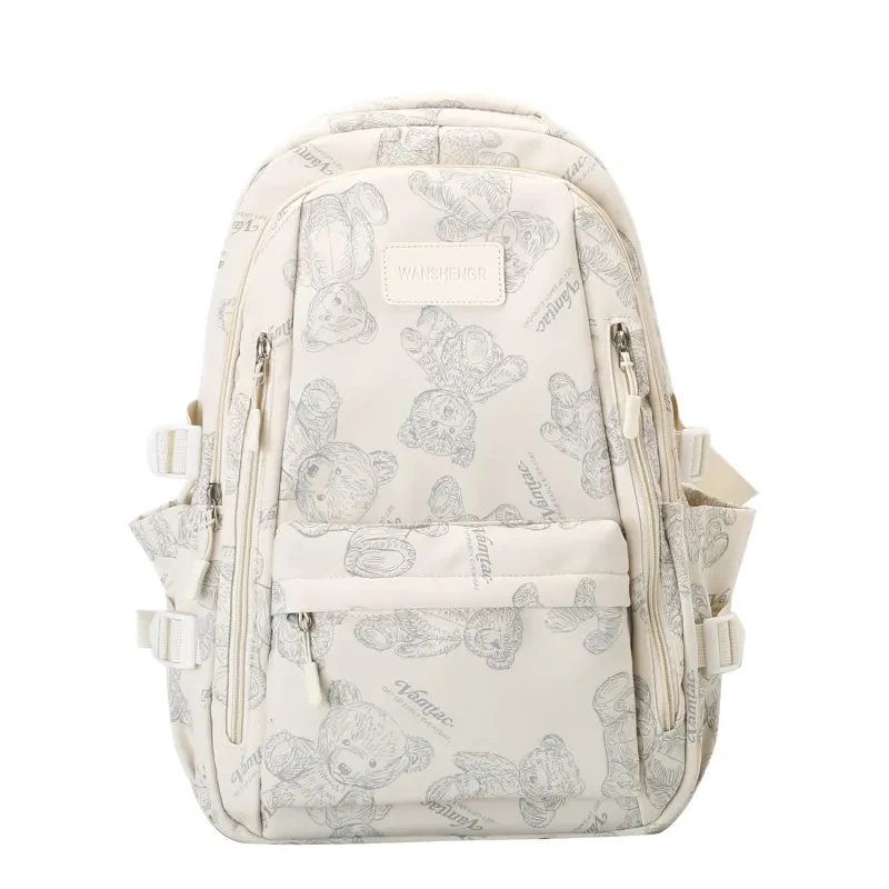 Mochila con estampado de osos, moderna, versátil, de gran capacidad, para mujer