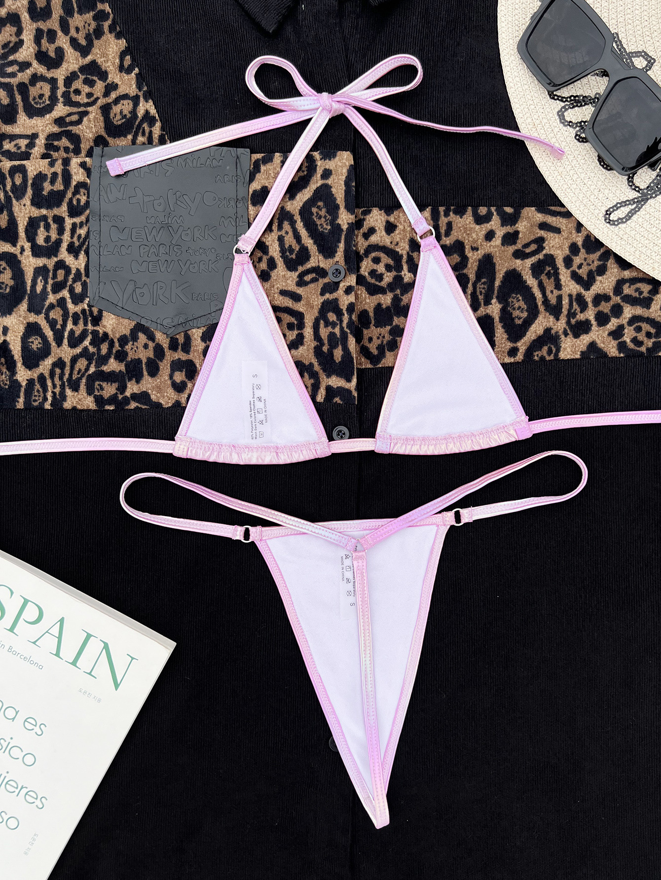 Nuevo bikini con degradado nacarado dividido para mujer: traje de baño sexy de dos piezas