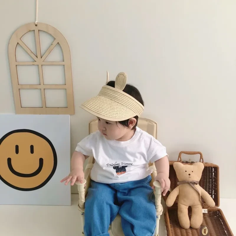 Sombrero de paja con visera solar para niños