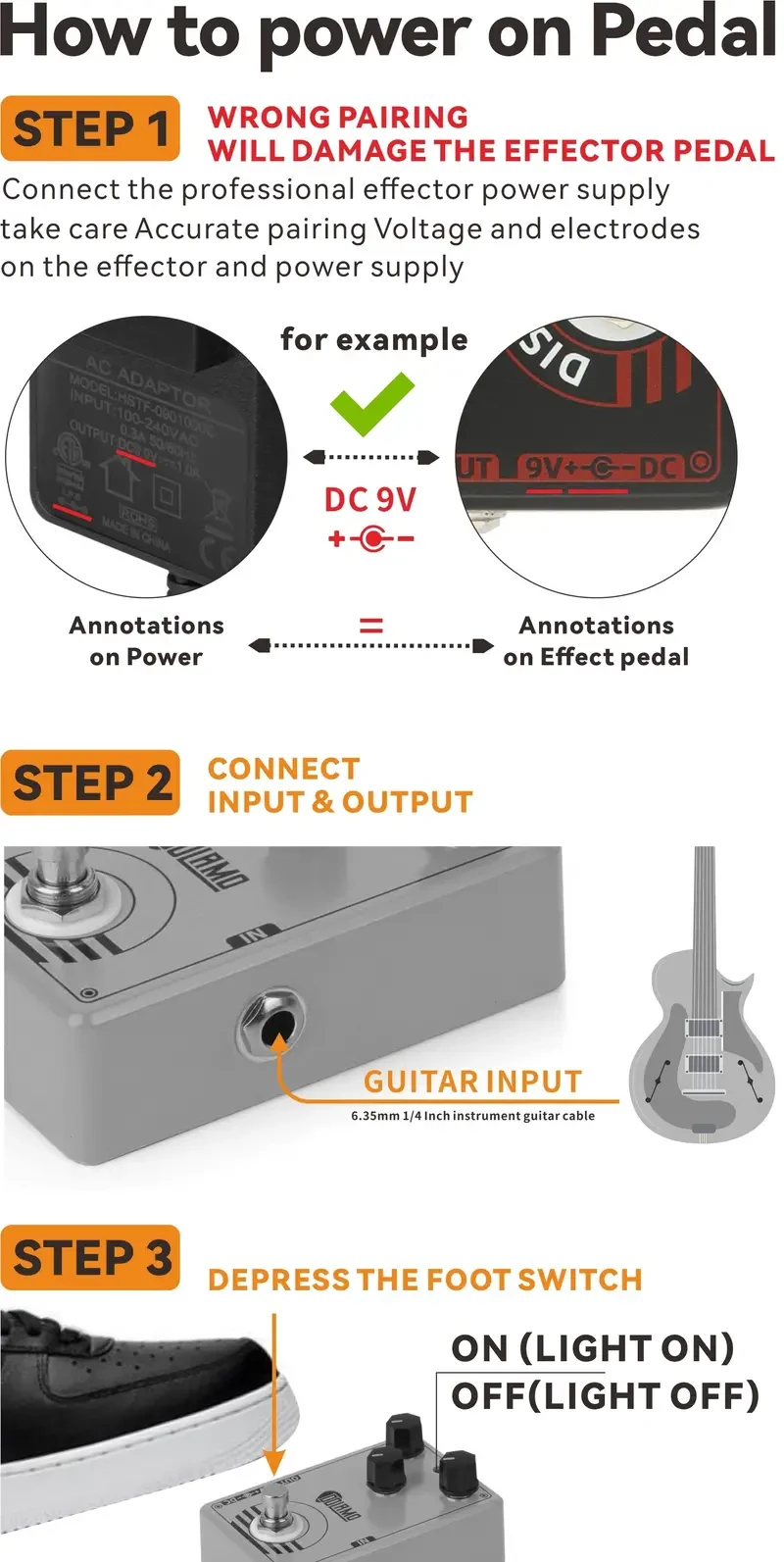 Pedal de efectos de distorsión para guitarra eléctrica D-11, con filtro y controles de distorsión, diseño True Bypass.