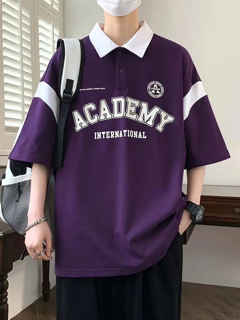 Camisa de golf holgada con estampado ACADEMY a juego para hombre