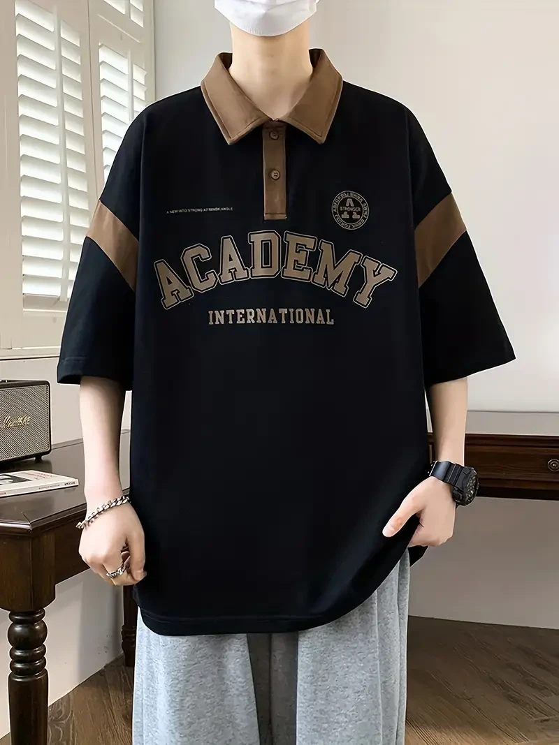 Camisa de golf holgada con estampado ACADEMY a juego para hombre