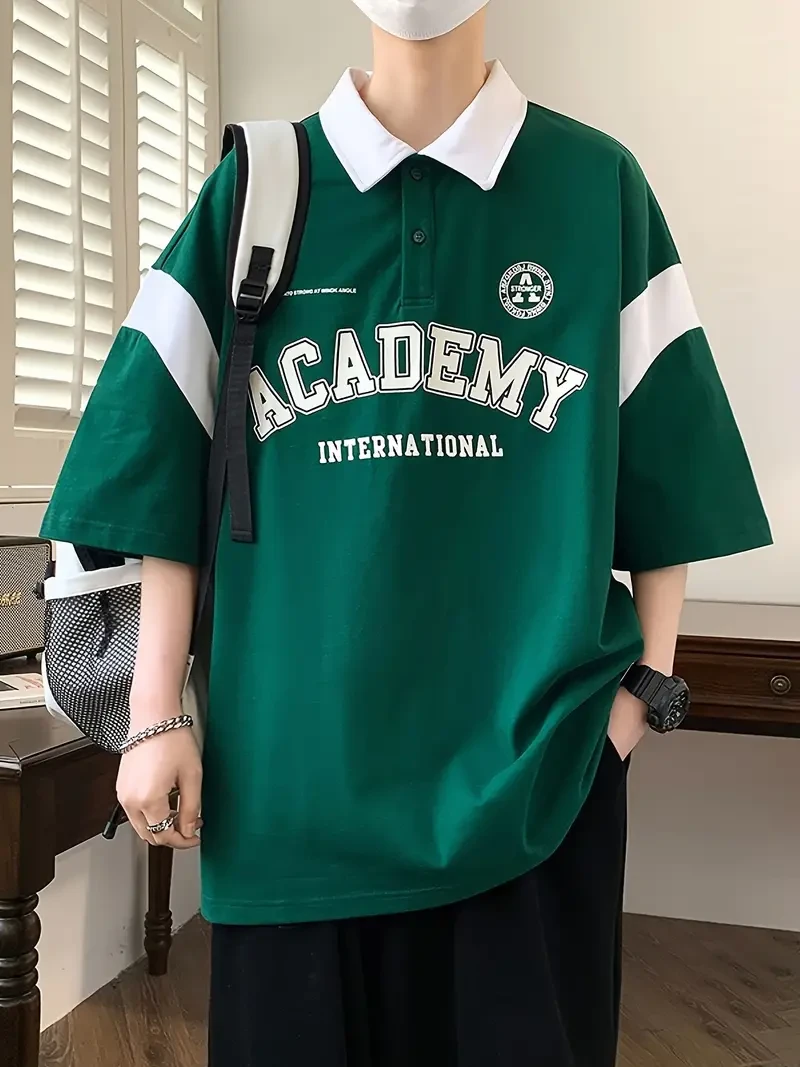 Camisa de golf holgada con estampado ACADEMY a juego para hombre