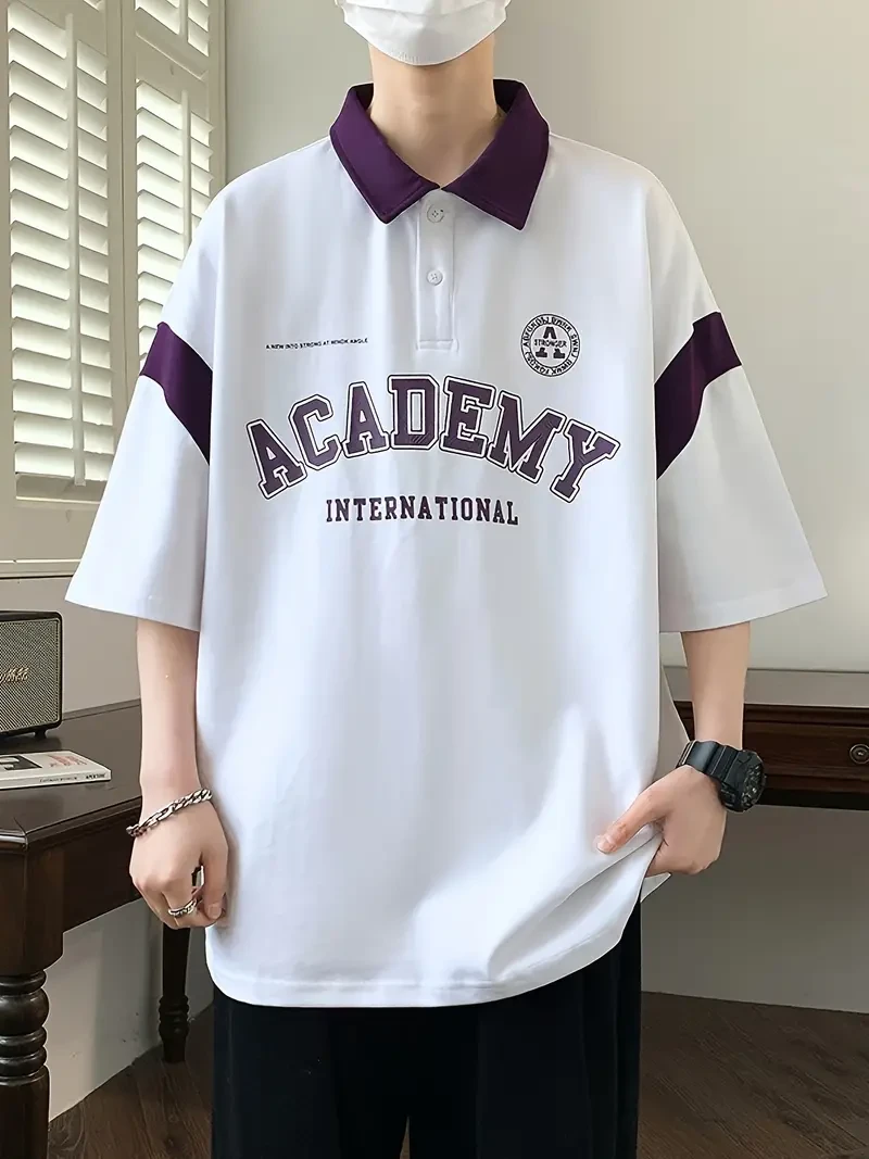 Camisa de golf holgada con estampado ACADEMY a juego para hombre