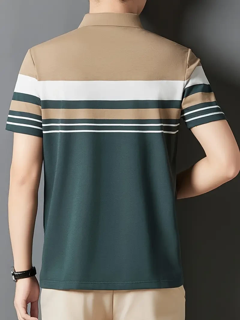 Camisas de golf de manga corta con solapa y bloques de color para hombre