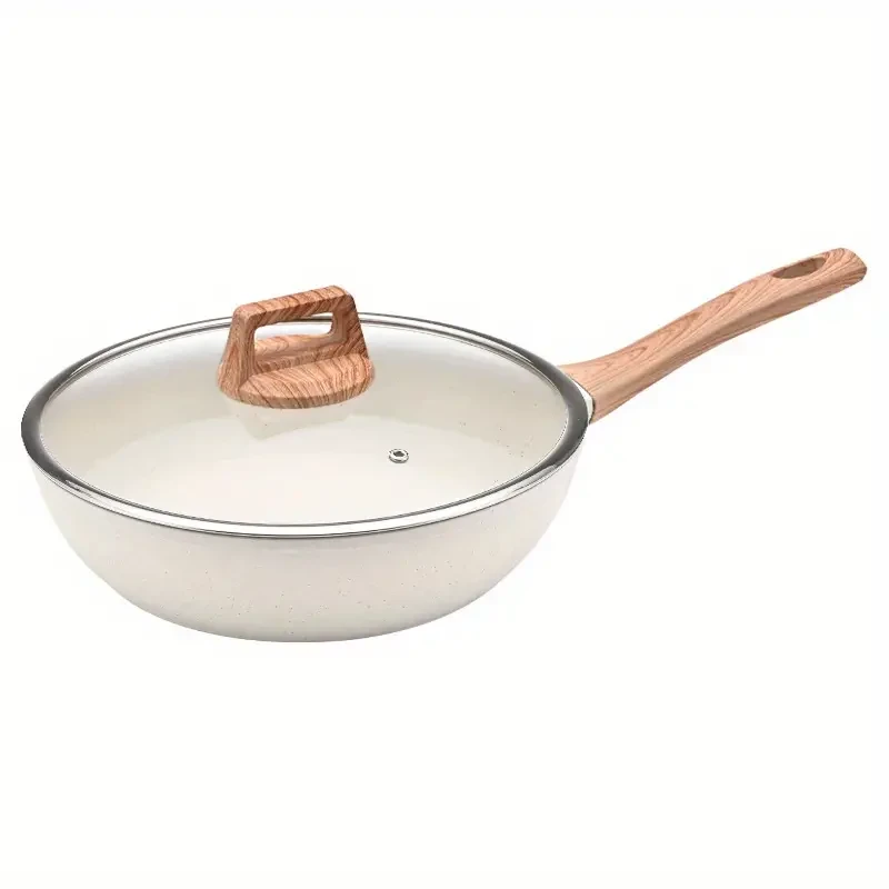 Juego de utensilios de cocina antiadherentes de 17 piezas: ollas y sartenes de aluminio con revestimiento de granito, sartenes, cacerolas, vaporera y utensilios de silicona.