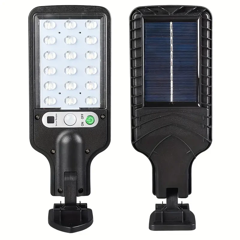 Foco LED solar con sensor de movimiento: 18 LED para exteriores, ideal para jardín, patio y calle.