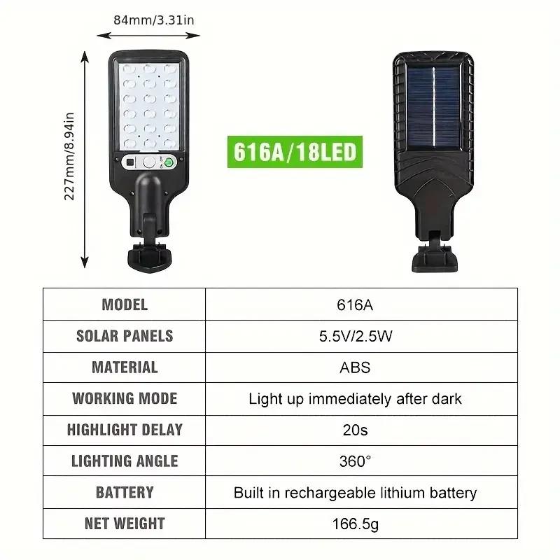 Foco LED solar con sensor de movimiento: 18 LED para exteriores, ideal para jardín, patio y calle.