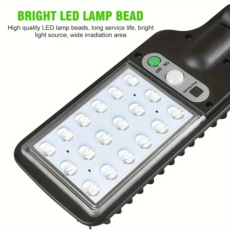 Foco LED solar con sensor de movimiento: 18 LED para exteriores, ideal para jardín, patio y calle.