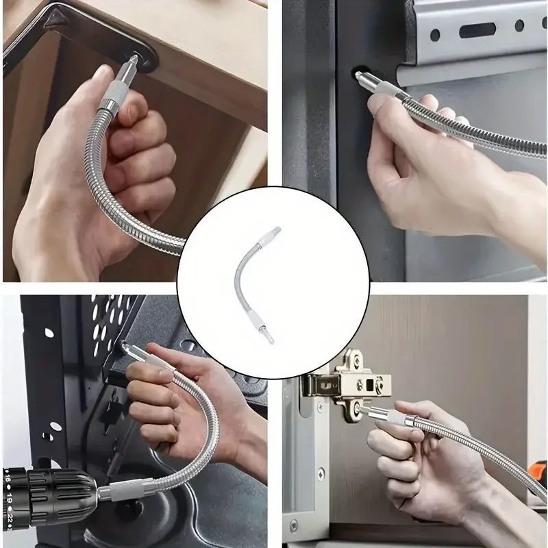 Eje flexible para taladro eléctrico - Extensión de broca multiángulo de 300 mm con vástago hexagonal magnético para destornilladores eléctricos