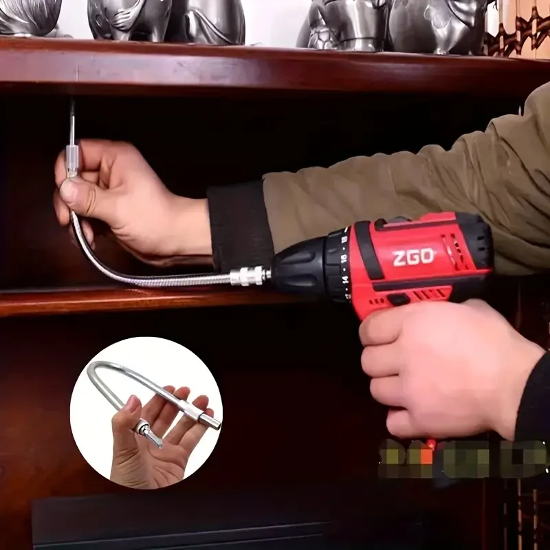 Eje flexible para taladro eléctrico - Extensión de broca multiángulo de 300 mm con vástago hexagonal magnético para destornilladores eléctricos