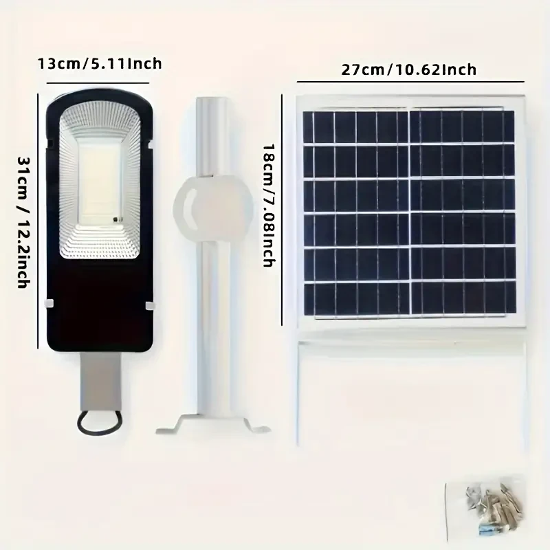 Farola solar de exterior de 350 LED, potente, IP65, resistente al agua, 6500 K, para garaje, jardín y terraza.